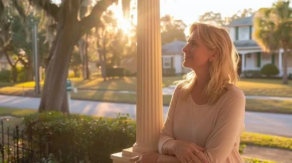 Florida woman in her 50s on her porch — prepare at 50, independent at 70